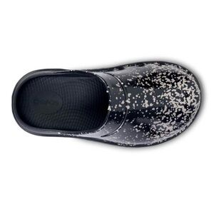 Oofos Champagne Pop Limited Edition Black and White Clogs